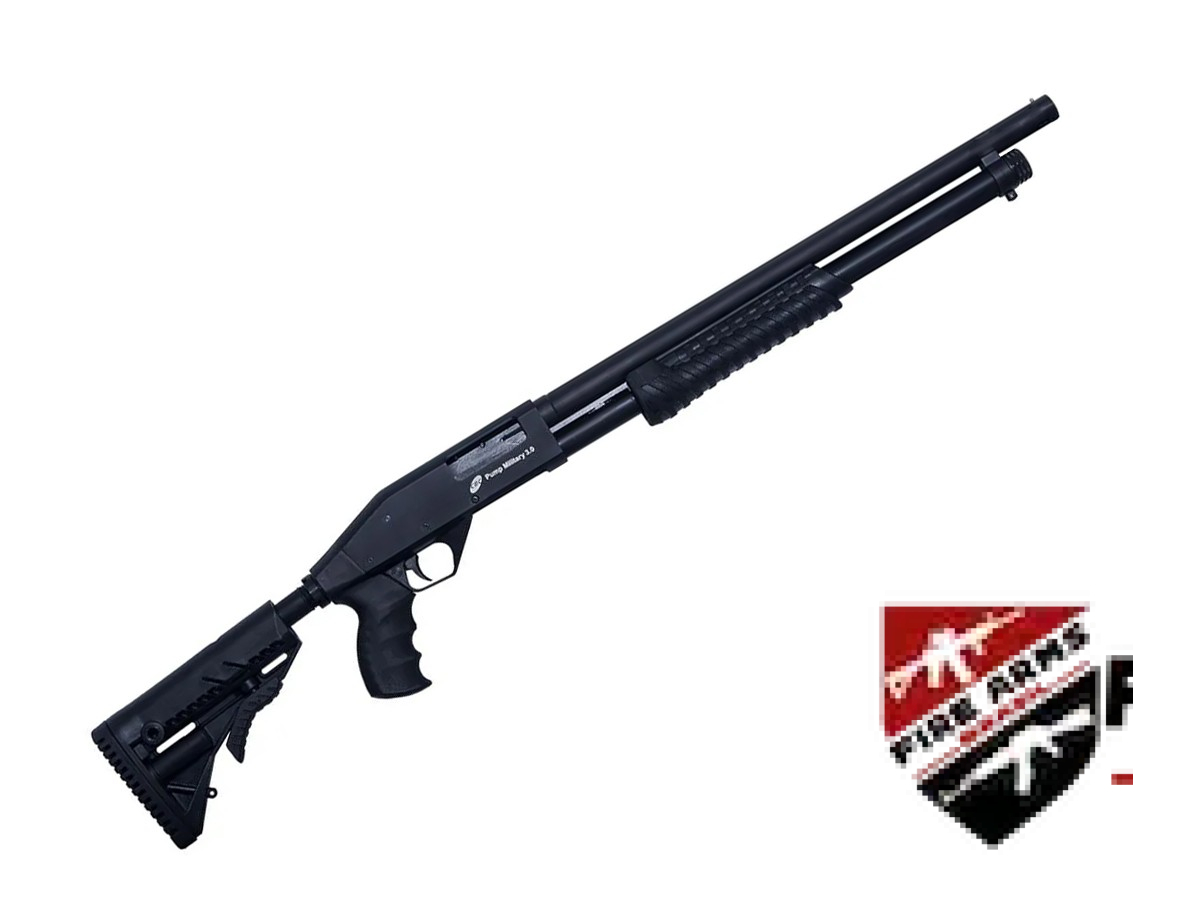 Espingarda CBC Pump Military 3.0 – Cal. 12 – Cano 19″ – Coronha Retrátil