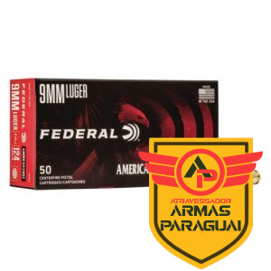 Munição Federal 9mm Luger 124gr FMJ American Eagle – cx 50un