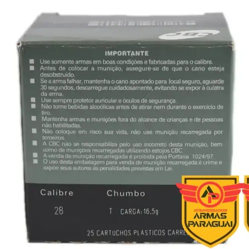 Munição CBC Cal. 28 16,5g