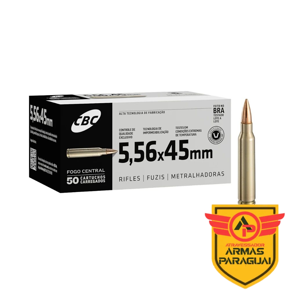 Munição CBC 5.56x45 Comum M193 55GR - CX 50un