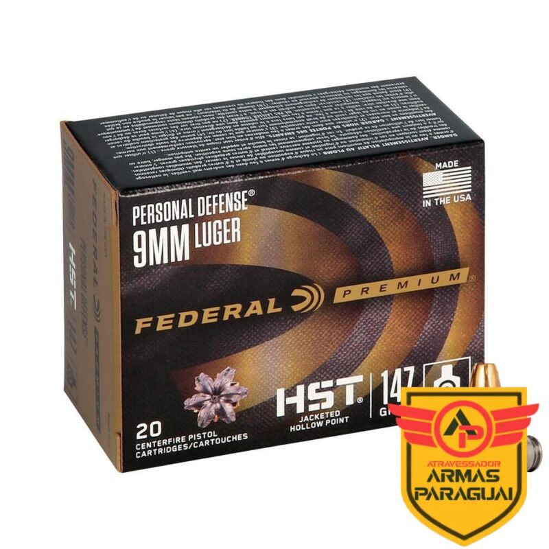 MUNIÇÃO FEDERAL CAL .9MM LUGER 147GR HST JHP CX 20