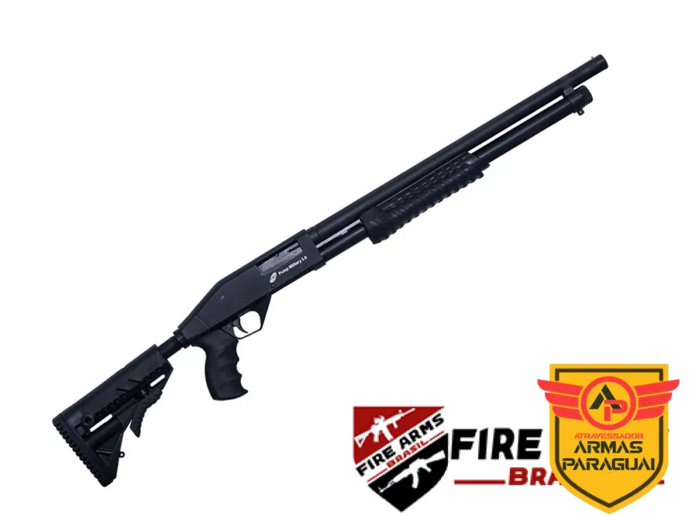 Espingarda CBC Pump Military 3.0 - Cal. 12 - Cano 19" - Coronha Retrátil