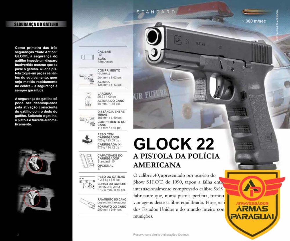 Pistola Glock G22 Gen 5- Calibre .40 ACP 15+1 Oxidada