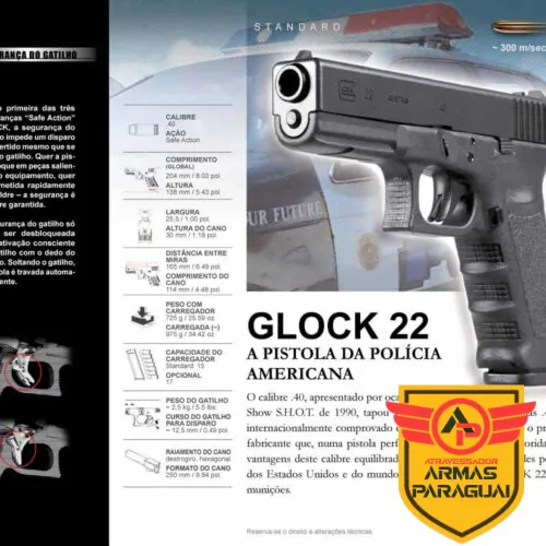 Pistola Glock G22 Gen 5- Calibre .40 ACP 15+1 Oxidada